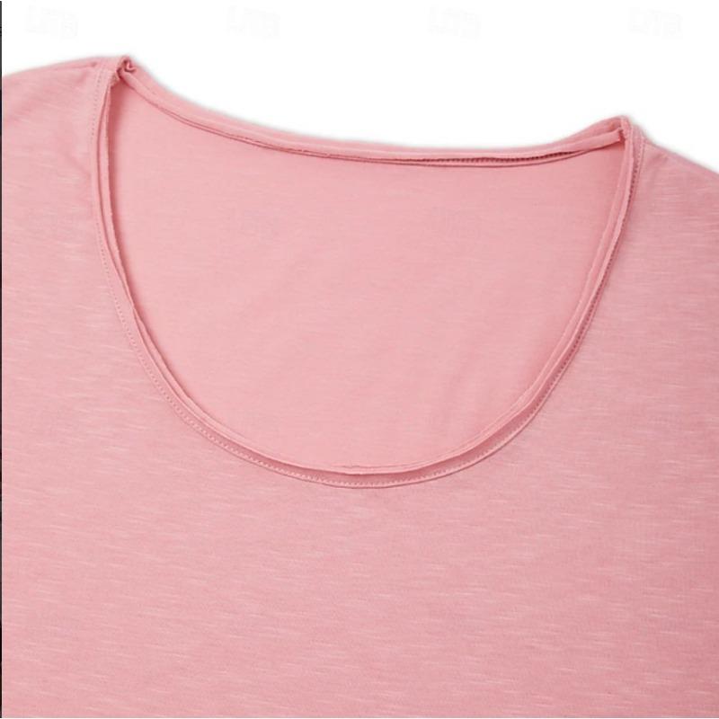 Mens Deep U Neck Short Sleeve T Shirt Textured Stretch Casual Beach Slim Fit Summer Basic Tee