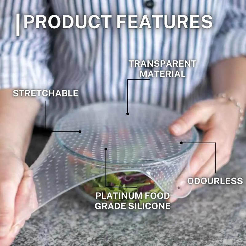 20*20cm Silicone Reusable Food Storage Silicone Lids Plastic Wrap Food Microwave Splatter Cover Dishwasher Kitchen Tools