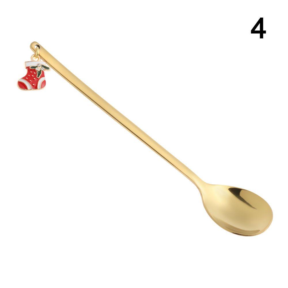Kitchen Xmas Gifts Christmas Table Ornament Tableware Stainless Steel Coffee Spoon