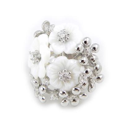 Silver Ring 'Bloom' White