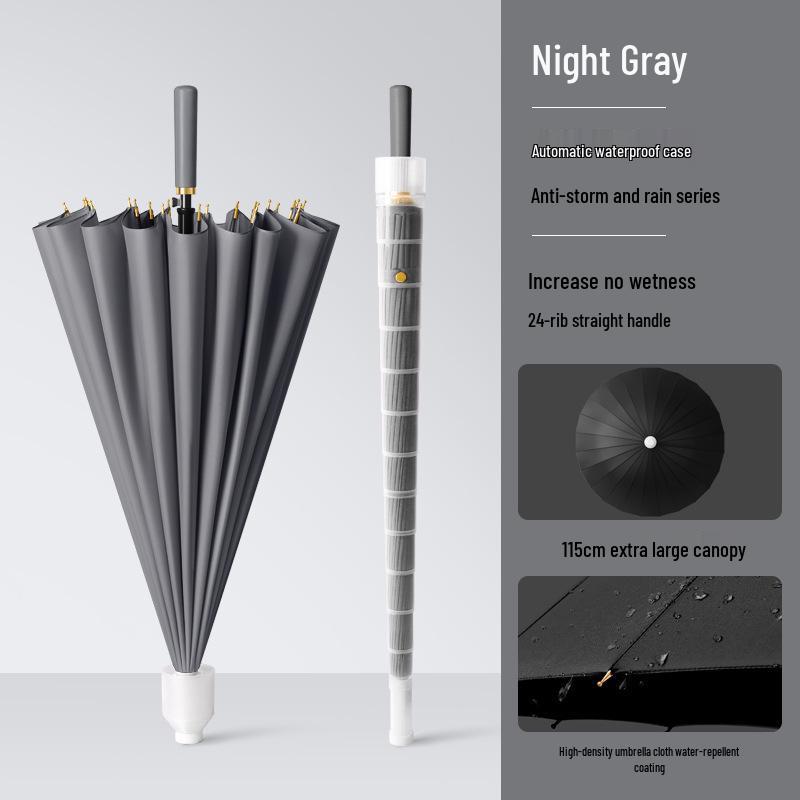 Women's High-End Automatic Long-Handled Umbrella with Straight Rod - Suitable for Rain or Shine and Men's Business Logo