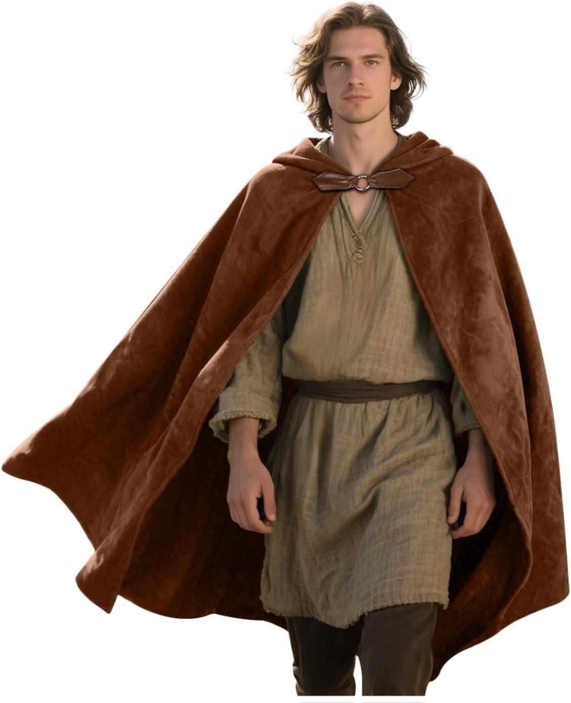 Joukavor Unisex Velvet Hooded Cloak - Medieval Renaissance Halloween Costume