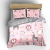 "Pink Jungle Animals Bedding Set"  kid's and adults' bedroom decor, Exquisite three-piece bedding set gift
