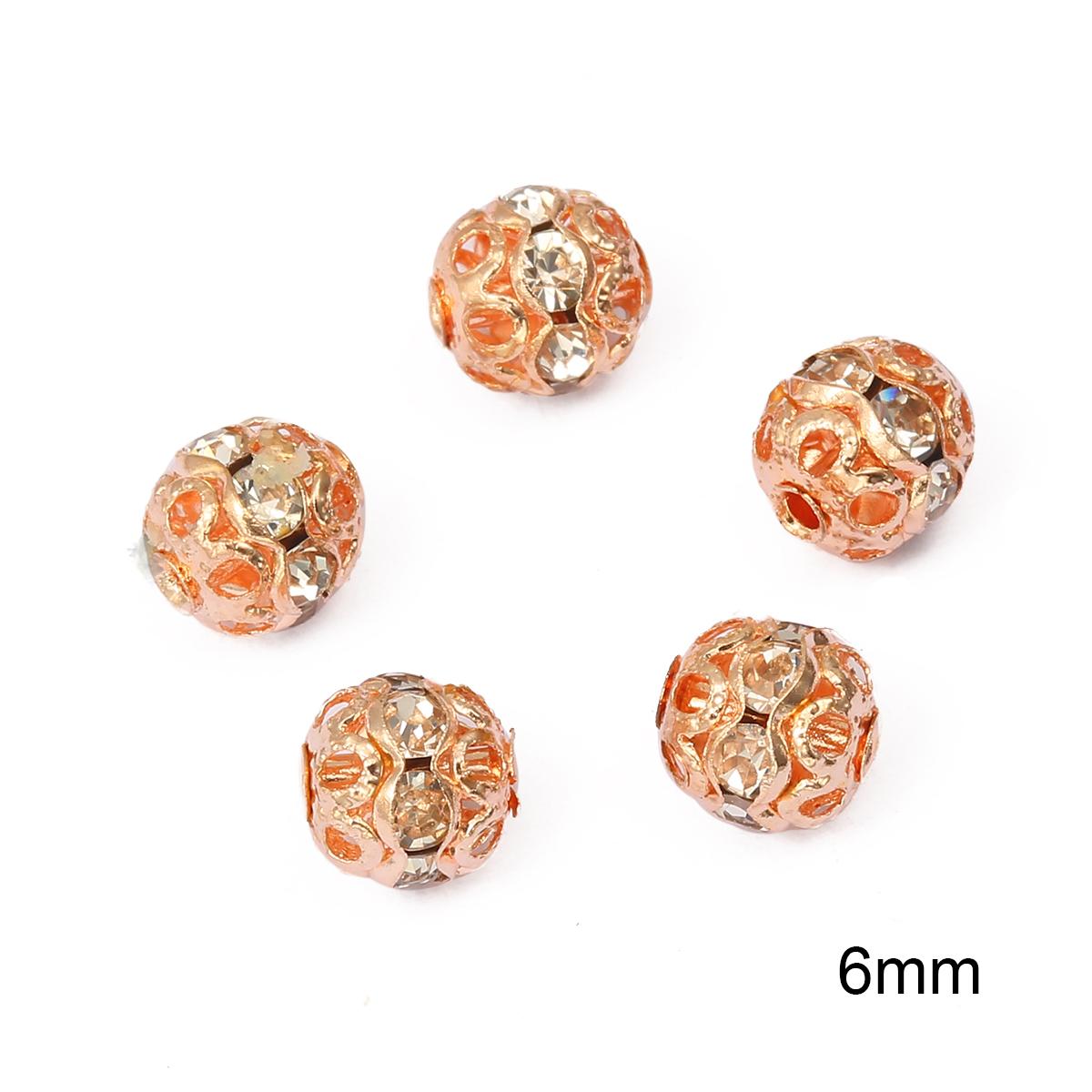 

20 шт. металлические латунные филигранные бусины полые стразы шариковые бусины «сделай сам» бусины для изготовления ювелирных изделий 6mm 20pcs