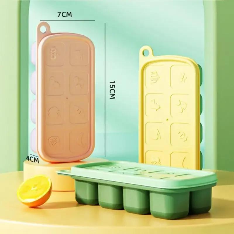 Refrigeration Home Food Grade Silicone Molds Baby Mold Ice Mould Ice Storage Boxes With Lid Household Use Freezing Kitchen Tools