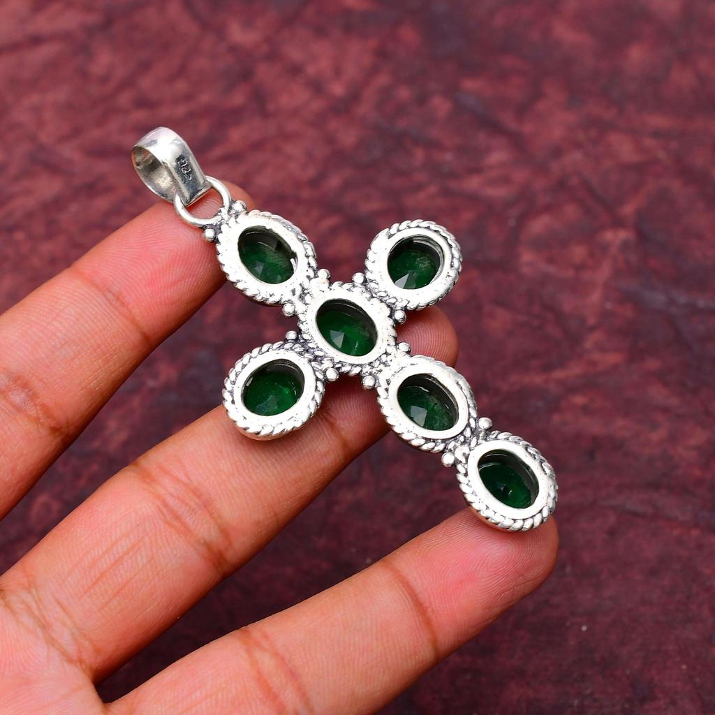 Awesome Chrome Diopside Gemstone Pendant: 925 Sterling Silver Handmade Pendant Necklace Jewelry