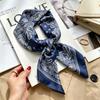 Commuter elegant flower silk scarf women's contrasting color retro printing satin scarf shirt with multi-purpose decorative small scarf