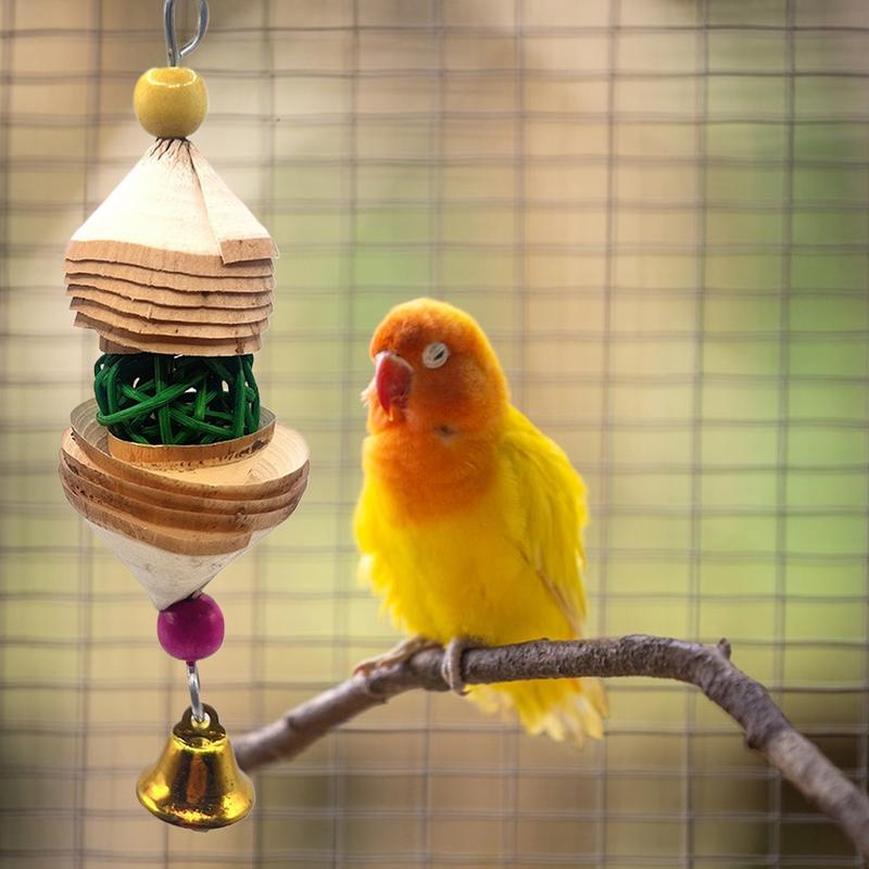 Jouet à mâcher pour oiseaux Bec de perroquet Fournitures à mordre avec clochettes Accessoires de cage à oiseaux Jouets de cage pour calopsittes Conures Pinsons d'amour