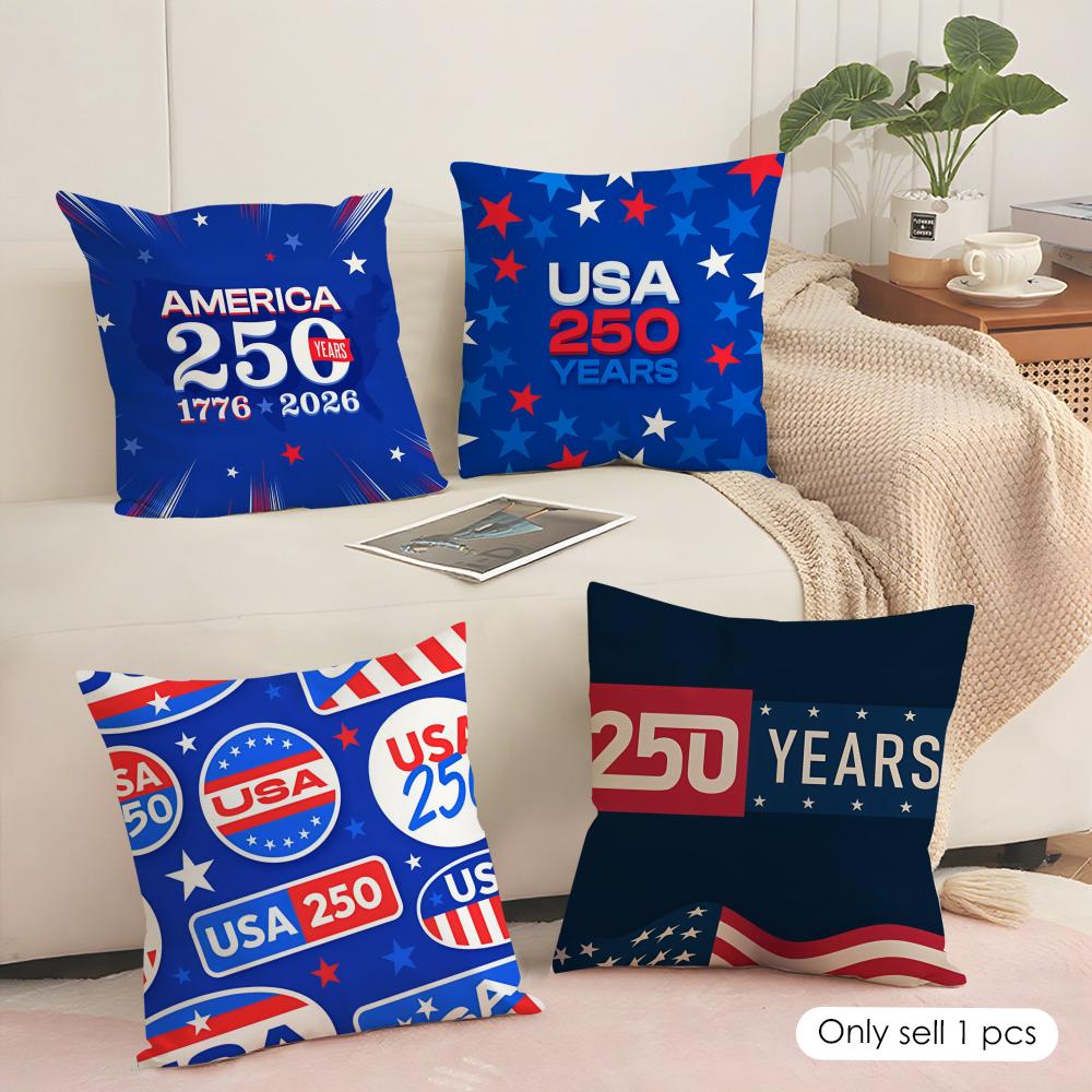 250Th Anniversary Of The Usa Cushion Cover Soft Short Plush Pillow Cover Smooth Cozy Texture Aesthetic Cushion Case Home Decor