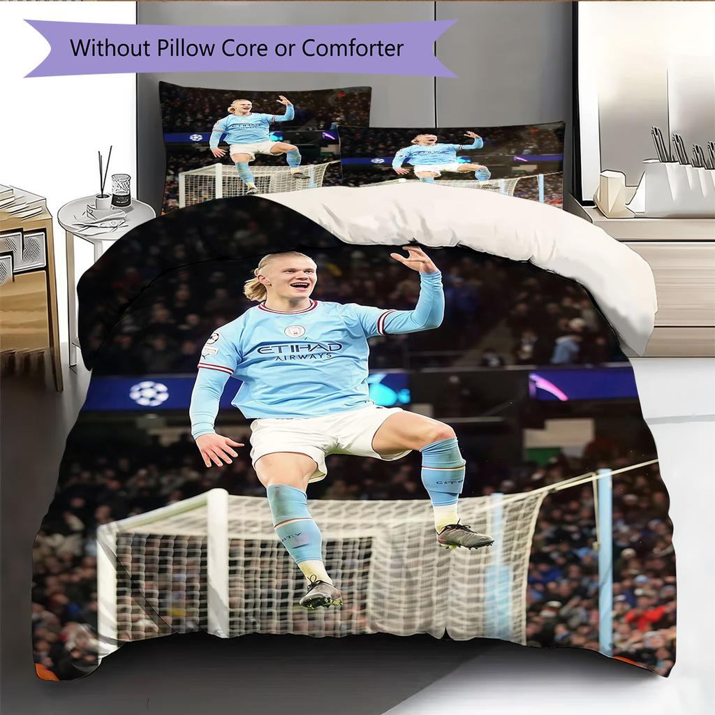 Erling Haaland Pattern Bedding Home Decoration Birthday Gift ( 1 Duvet Cover + 2 Pillowcase, Without Core),fan Merchandise.