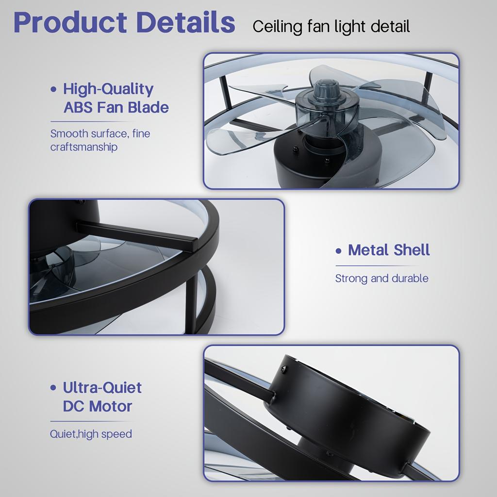 IRALAN Retro Ceiling Fan Light Infinitely Dimmable Mobile APP Control Suitable For Living Room Kitchen Decor Fixture