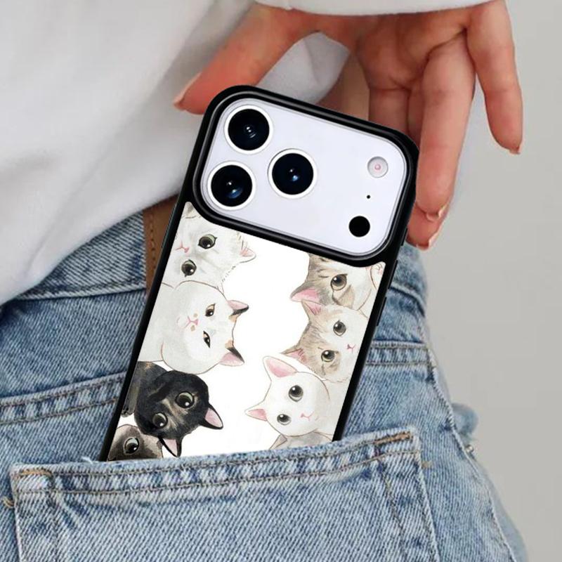 

Забавный чехол для телефона с рисунком кота для iPhone 16e 15 14 13 12 17 Pro Max Plus Air 17pro Чехол Coque iPhone 14 Plus