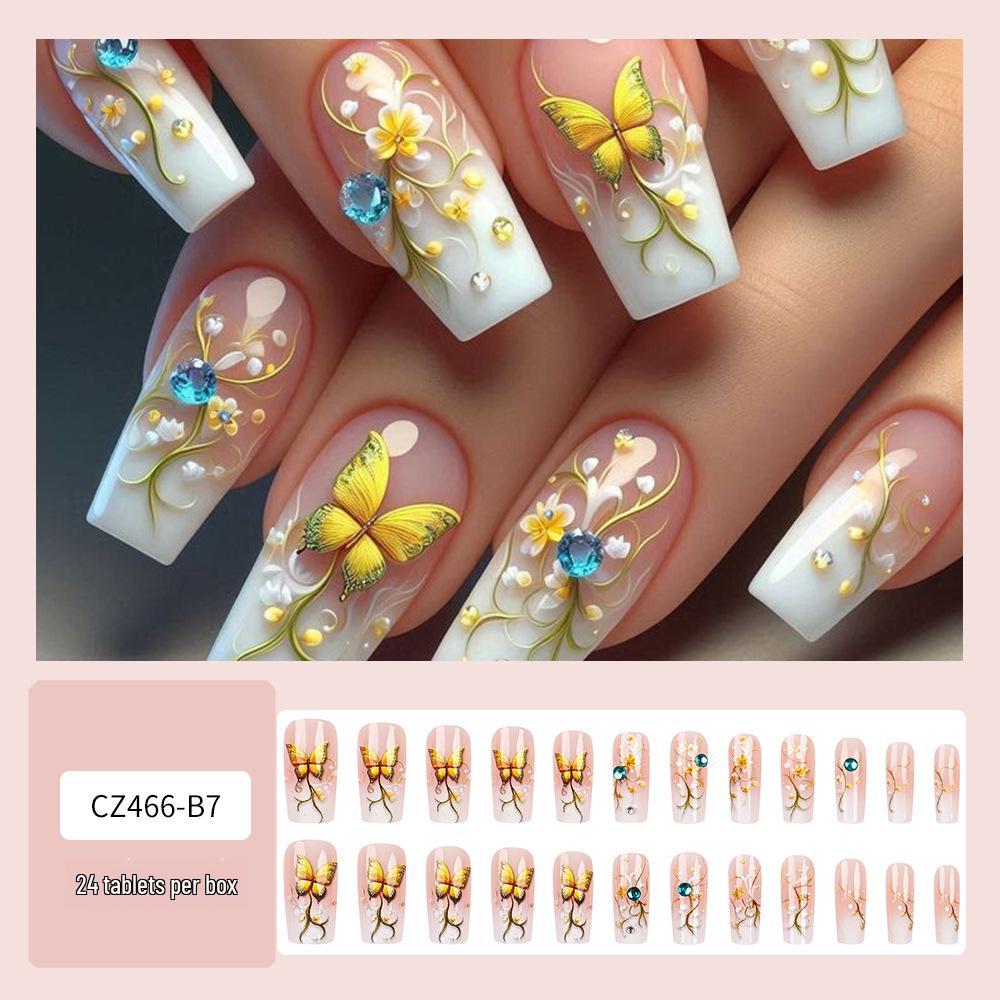 Long T-Point Diamond Jelly Glue False Nails - Press-On Nail Art Tips