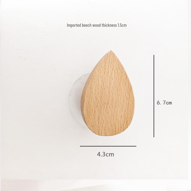 Creative Beech Wood Adhesive Hooks – Funny Animal Design Coat & Hat Hooks for Behind-the-Door Use