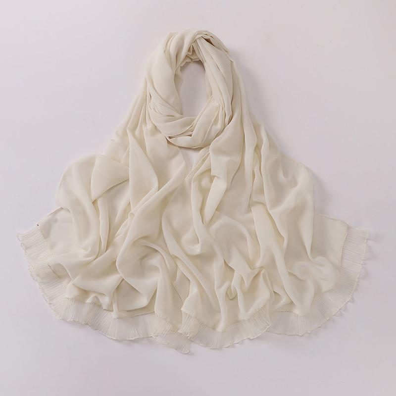 Fashion Muslim Modal Hijab Chiffon Shawls for Women Plain Soft Hijab Scarf Big Lace Trim Headscarf Islamic Turban Headband