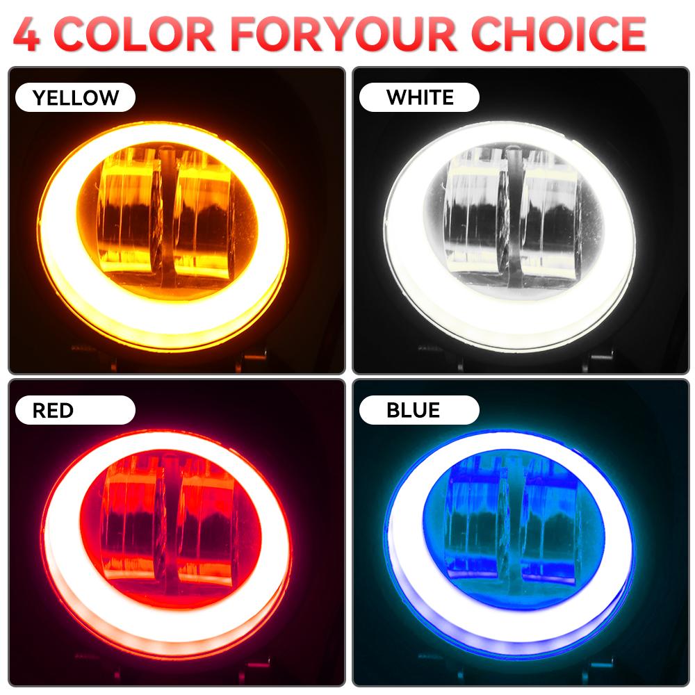 Work Light Round Angel Eyes LED Light Bar Portable Spotlights Motorcycle Car Offroad Driving Fog Lamp Truck Farm Tractor Boat SU