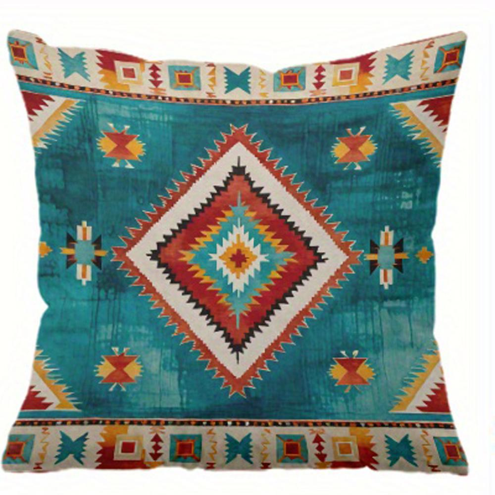1Pc Boho Style Tribal Pillow Cover, Ethnic Themed Decor, Perfect For Living Room & Bedroom, Stylish Cushion For Home Aesthetics