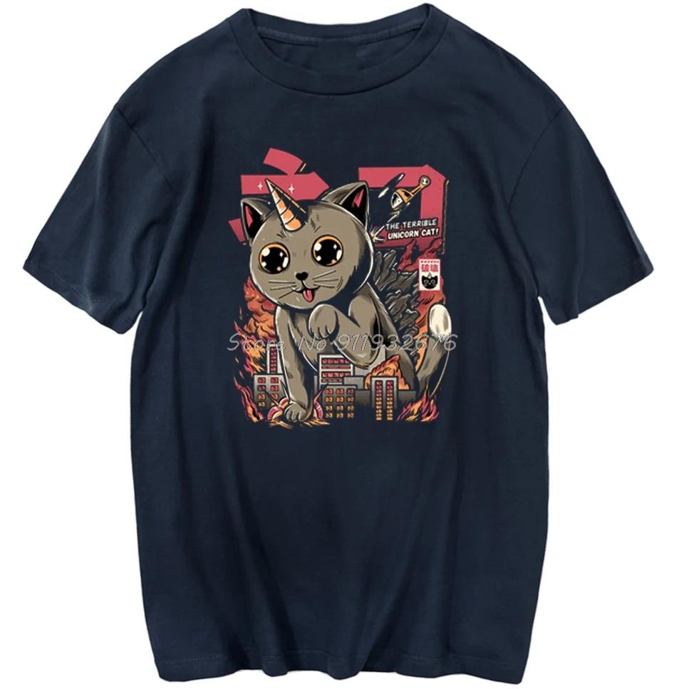 

Huge Cat Destroying The City T Shirts Men Hip Hop Summer Short Sleeve Mens T Shirt Fashion Brands T Shirts T Shirts XXXXXL темно-синий