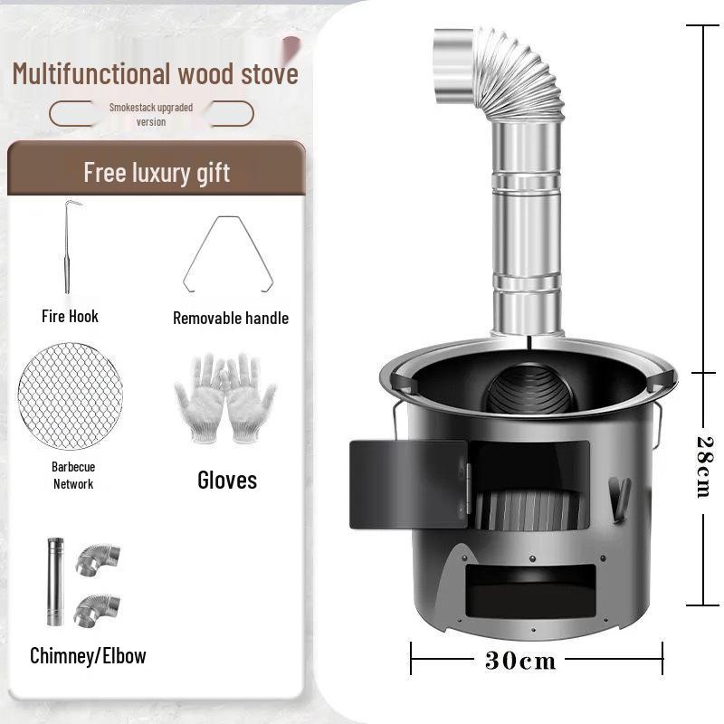 Portable Outdoor Firewood Stove for Camp Cooking and Tea Brewing
