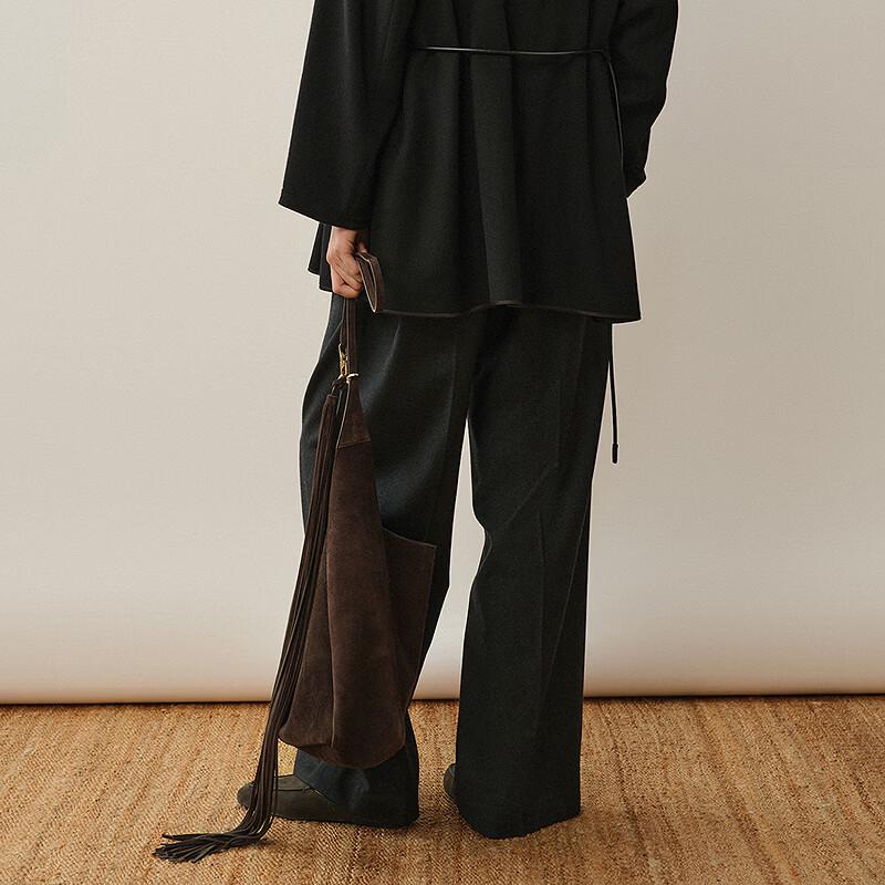 LESS Wool Straight-Leg Casual Trousers