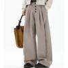 American striped straight pants men's retro long-breasted buckle versatile old money style couple casual pants