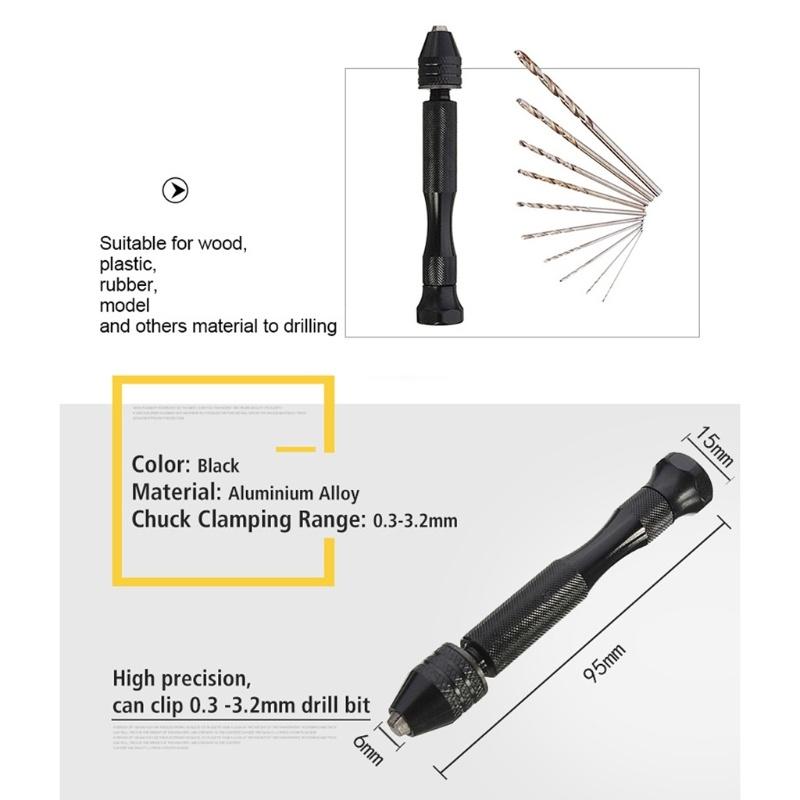 Micro Mini Hand Drill Bits Set Manual Pin Vise Woodworking for Model Resin Jewelry Hole Maker Puncher Craft Tools