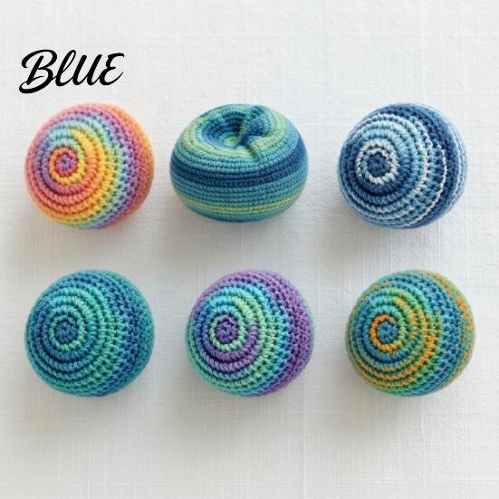 Soft Durable Sandbags 6Pcs Knitted Footbag Sack Handmade Crochet Juggling Balls for Beginners Vibrant Pattern Yarn Outdoor Play Colorful Gift Teens