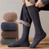1 Pair Winter Thick Warm Knee-High Men'S Wool Socks Men'S Merino Calf Socks Casual Cashmere Terry Socks Fashion Stockings Men