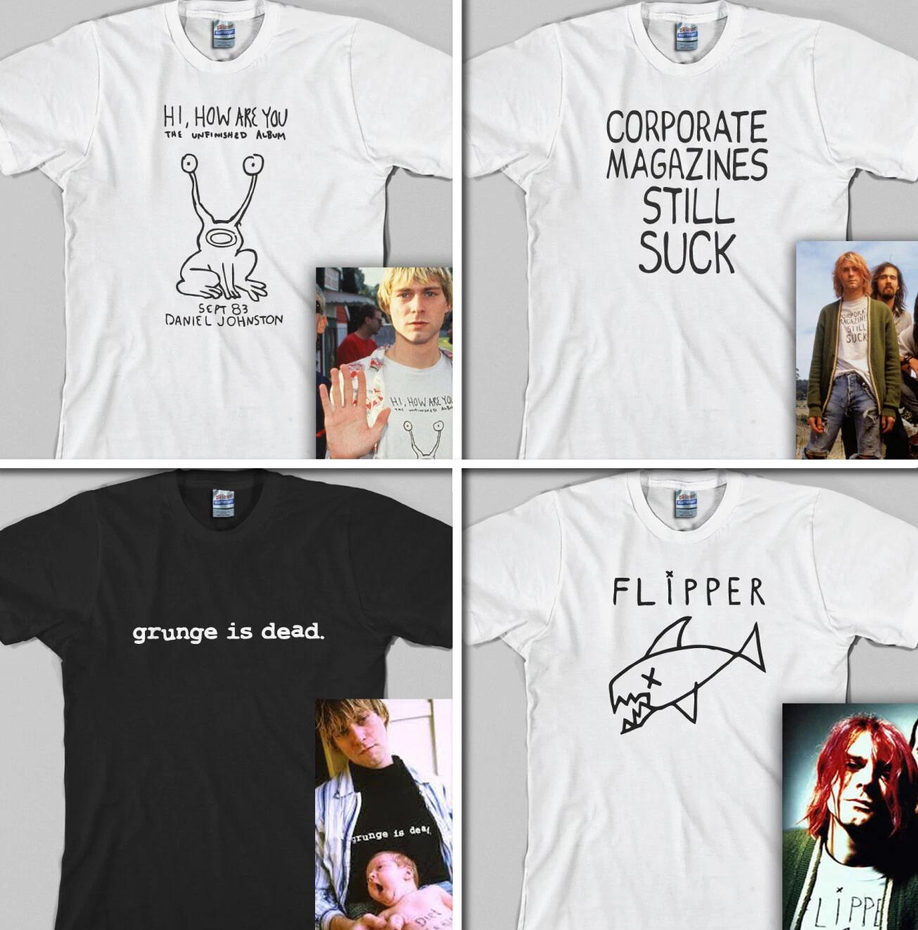 T-Shirt worn by Kurt Cobain Hi How Are You Flipper Grunge is dead still suck 90s L