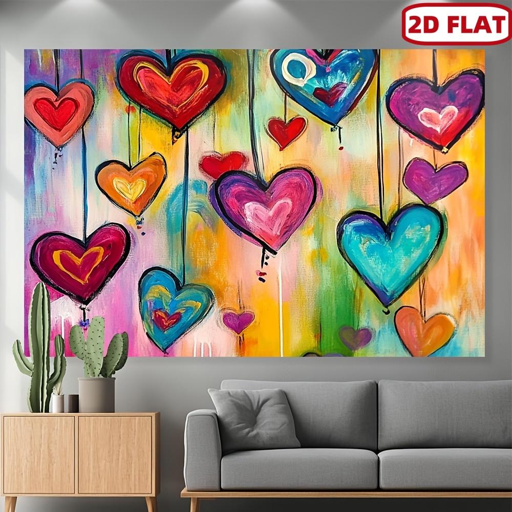 1pc Colorful Abstract Painted Hearts Valentine Art Tapestry Romantic Wall Decor Living Room Sofa Background Vibrant Love Print