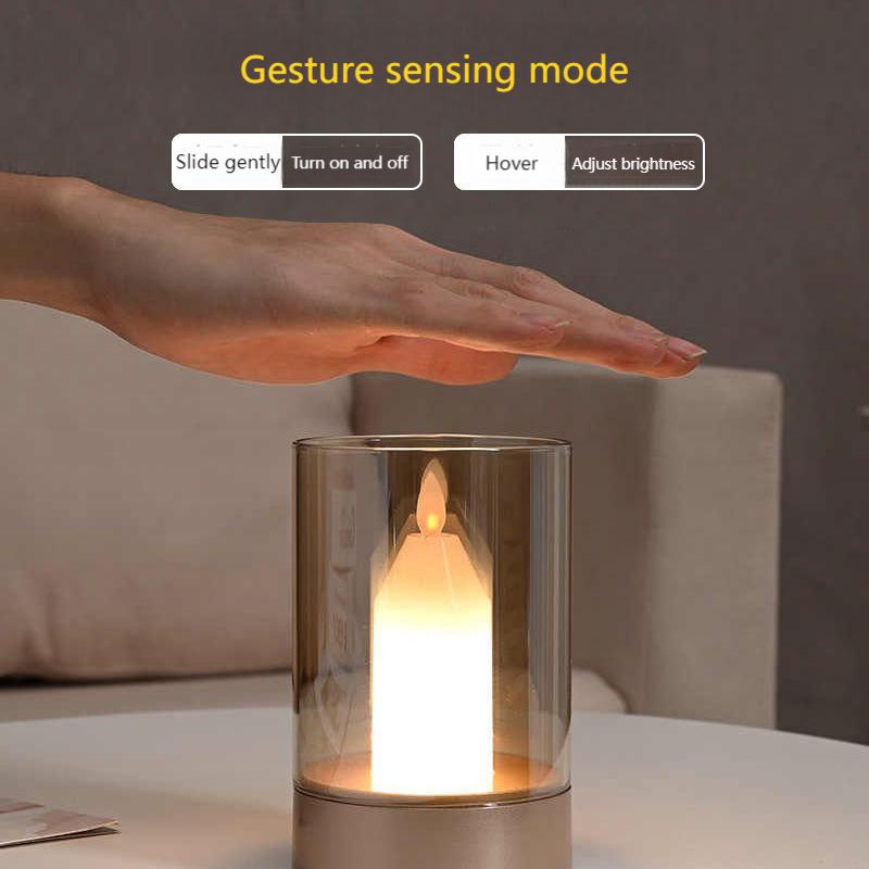 Creative Night Light Romantic Candlelight Restaurant bar Desktop Atmosphere Light Candle Table Lamp Induction Lamp