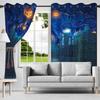 2pcs/set Horror Halloween Window Curtain Full Moon Night Tomb Iron Gate Back Room Home Bedroom Decor Blackout Polyester Curtains