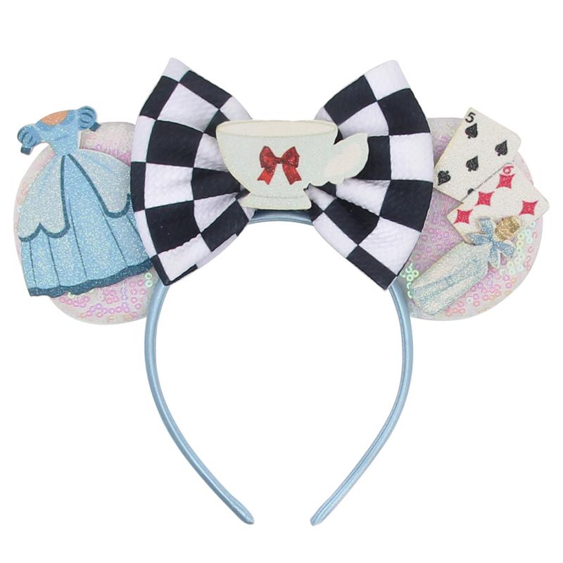 Cartoon Character Mouse Ears Headband Sequins 5" Bow Hairband For Girls Children Festival Party DIY Hair Accessories Gift
