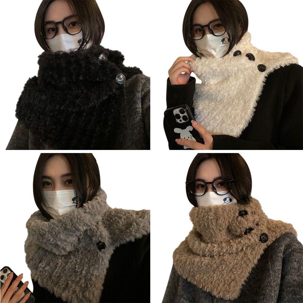 Soft Plush Winter Neck Warmer Solid Color False Scarf Shawl Winter Detachable Scarf  for Women