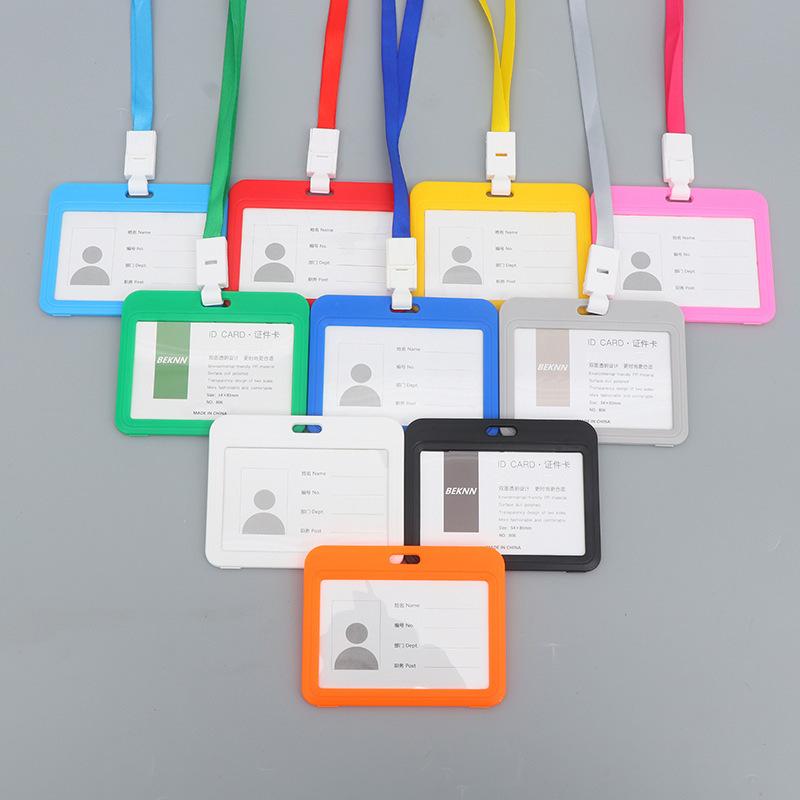 1pcs New Name Credit Card Holders Women Men Bank Card Neck Strap Card Bus ID Holder Students Kids Identity Badge With Lanyard