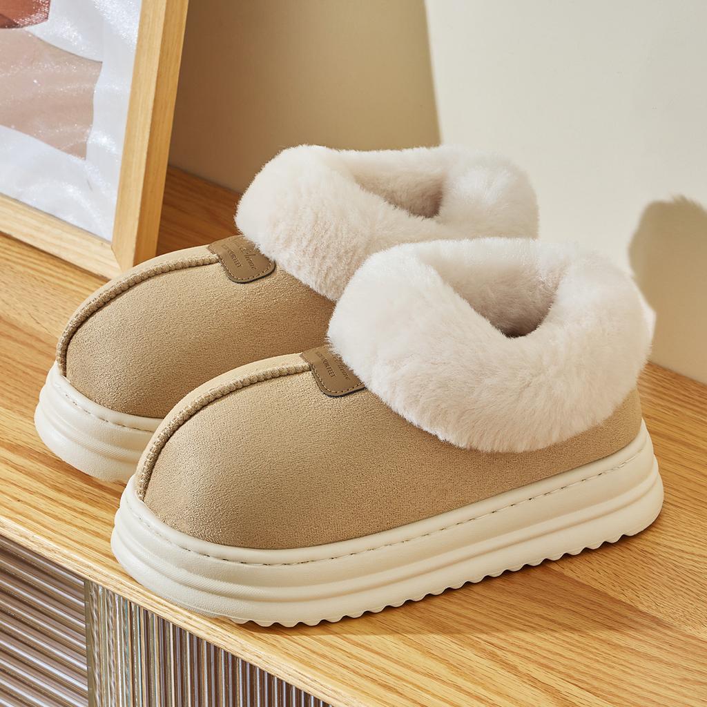 Winter Outer Wear Thick-soled Non-slip Piled Thickened Indoor Home Plush Warm and Heightened Cotton Shoes
