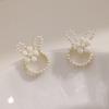 Sweet Floral Bunny Earrings for Women Student Rabbit Ears Cartoon Earrings Birthday Gift for Bestie