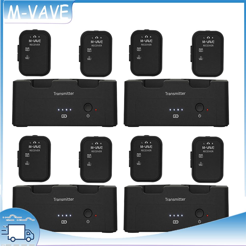 M-VAVE WP-12 2.4GHz Wireless IEM System/1 Transmitter 2 Receivers/3ms Latency/24H Playback/for Live Sound Monitoring Musician