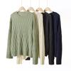 Women's 100% Pure Cashmere Hollow Out Cable Knit Round Neck Sweater - Autumn Winter Retro Pullover