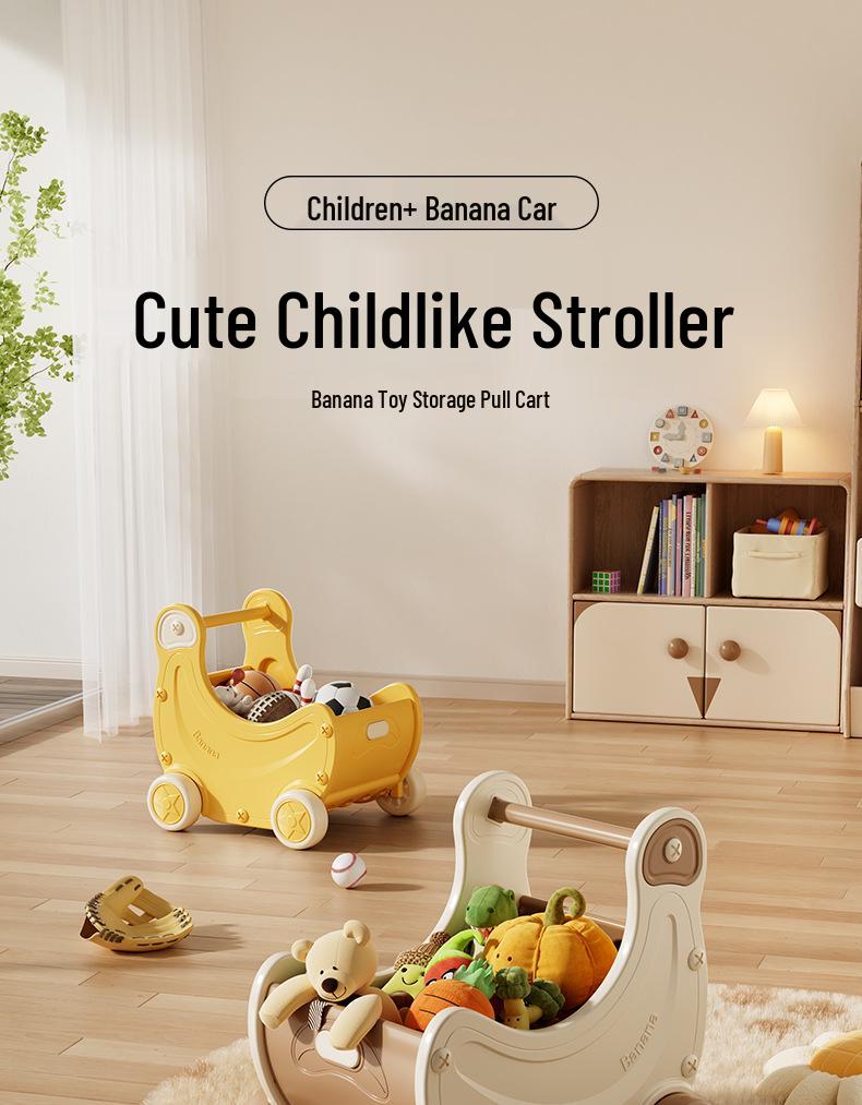 Banana-Themed Children's Toy Cart: Early Education Puzzle & Role-Playing Storage Organizer