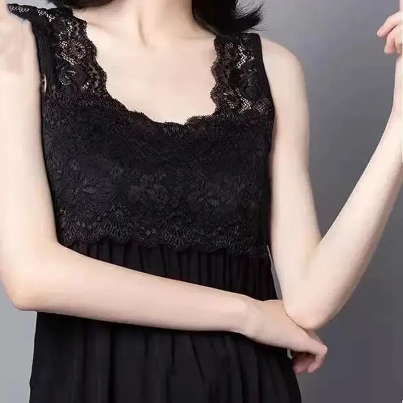 Lace Camisole for Women Sleeveless T-shirt Loose Fit Plus Size Lace Camisole Top Layered Underneath Sleeveless Tank Top