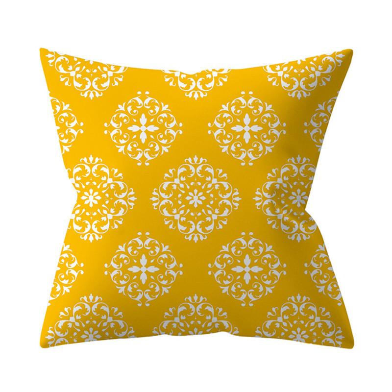 Cushion Cover Nordic Pillow  Yellow Datura Decoration Sofa   Throw  Home
