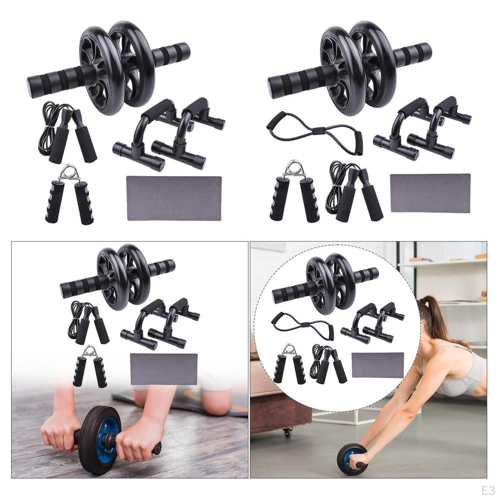 Ab Exercise Bike, 2 Push-up Bars, Jump Rope, Hand Gripper, Resistance Band, Knee Mat, Training