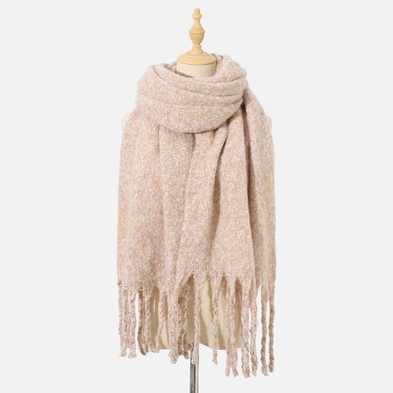 Scarf autumn and winter new women's shawl long tassel thick beard versatile thickened skin-friendly solid color scarf