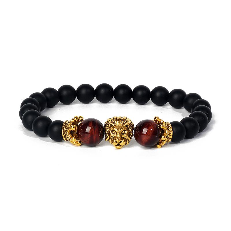 Lion Leopard Charm Bracelets Men Nature Tiger Eye Lava Stone Oil Heal Anxiety Aromatherapy Bracelets for Women Diffuser Jewelry