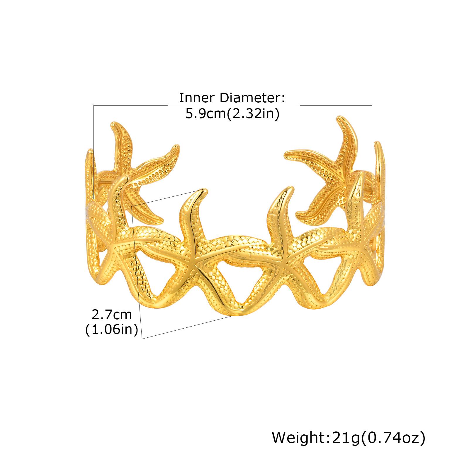 

Exaggerated Chunky Wide Open Cuff Bangle Bracelet for Women, Starfish Flower Stainless Steel Bracelet, Thick Arm Cuff Bracelet