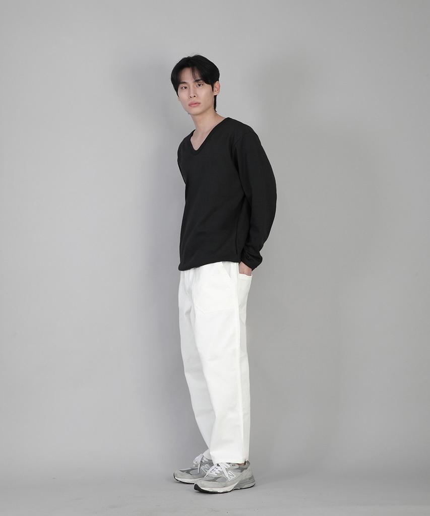 Seinteukeulu Plain V-Neck Sweatshirt Rvs-874 Black