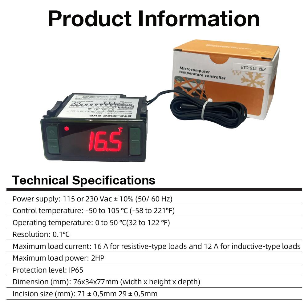 AC115/230V Dual Voltage Temp Control Digital Display Thermostat Relay Thermoregulator Heating Cooling Temperature Controller