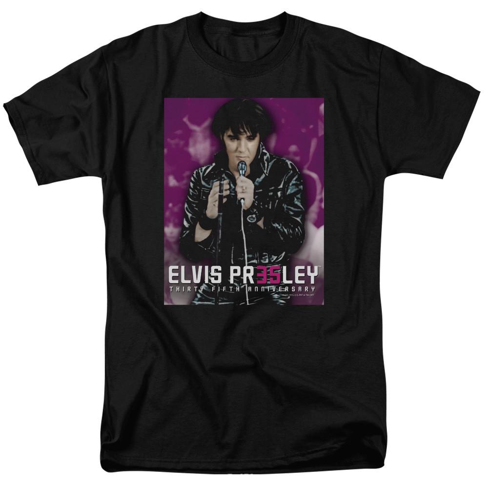 Elvis Presley - 35th Anniversary Leather - Adult Unisex T-Shirt - Black S