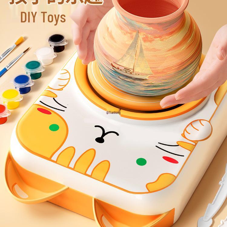 Children's Electric Pottery Machine Set with Polymer Clay & Tools for Students